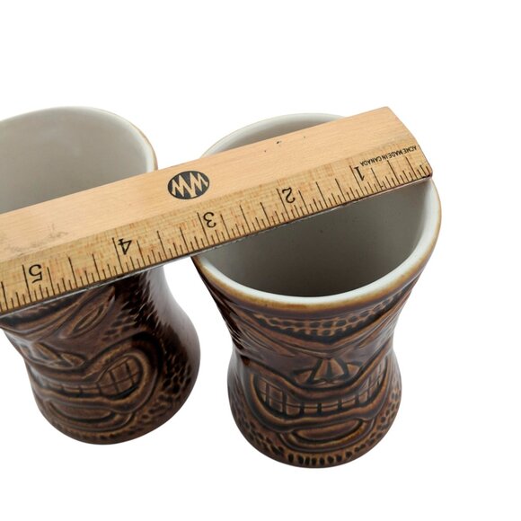 Daga Tiki Mugs Ceramic Warrior Lot 2 Brown Hawaii Honda 1985 Cars - Picture 6 of 7